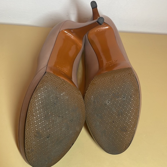 Gucci Leather Platform Pumps Round Toe Shoes Tan Size 40 - Picture 12 of 13